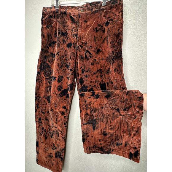 Strike Oil Rust & Black Tie Dye Corduroy 100% Cotton Pants 34 - Picture 1 of 14